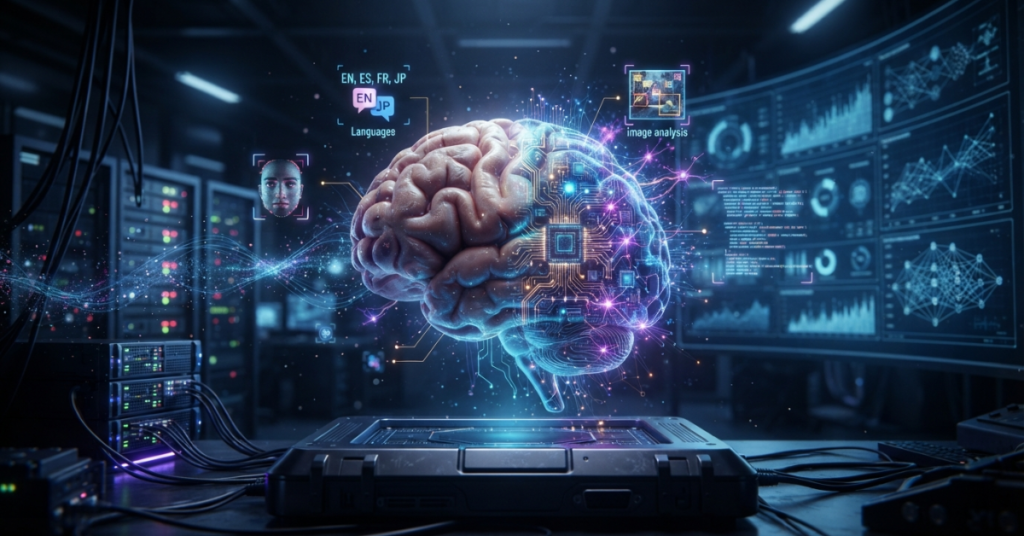 IA como uma tecnologia que conecta inteligência humana, dados e máquinas